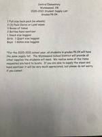 2020-2021 Central Elementary School Supply List