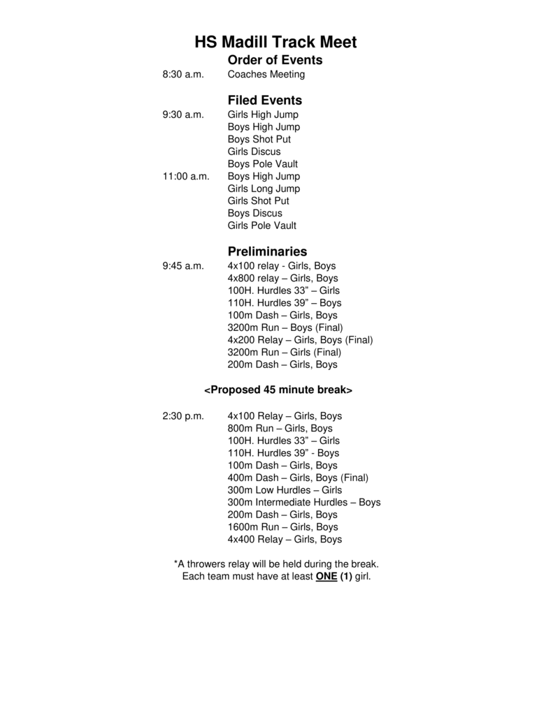 HS Order of Events